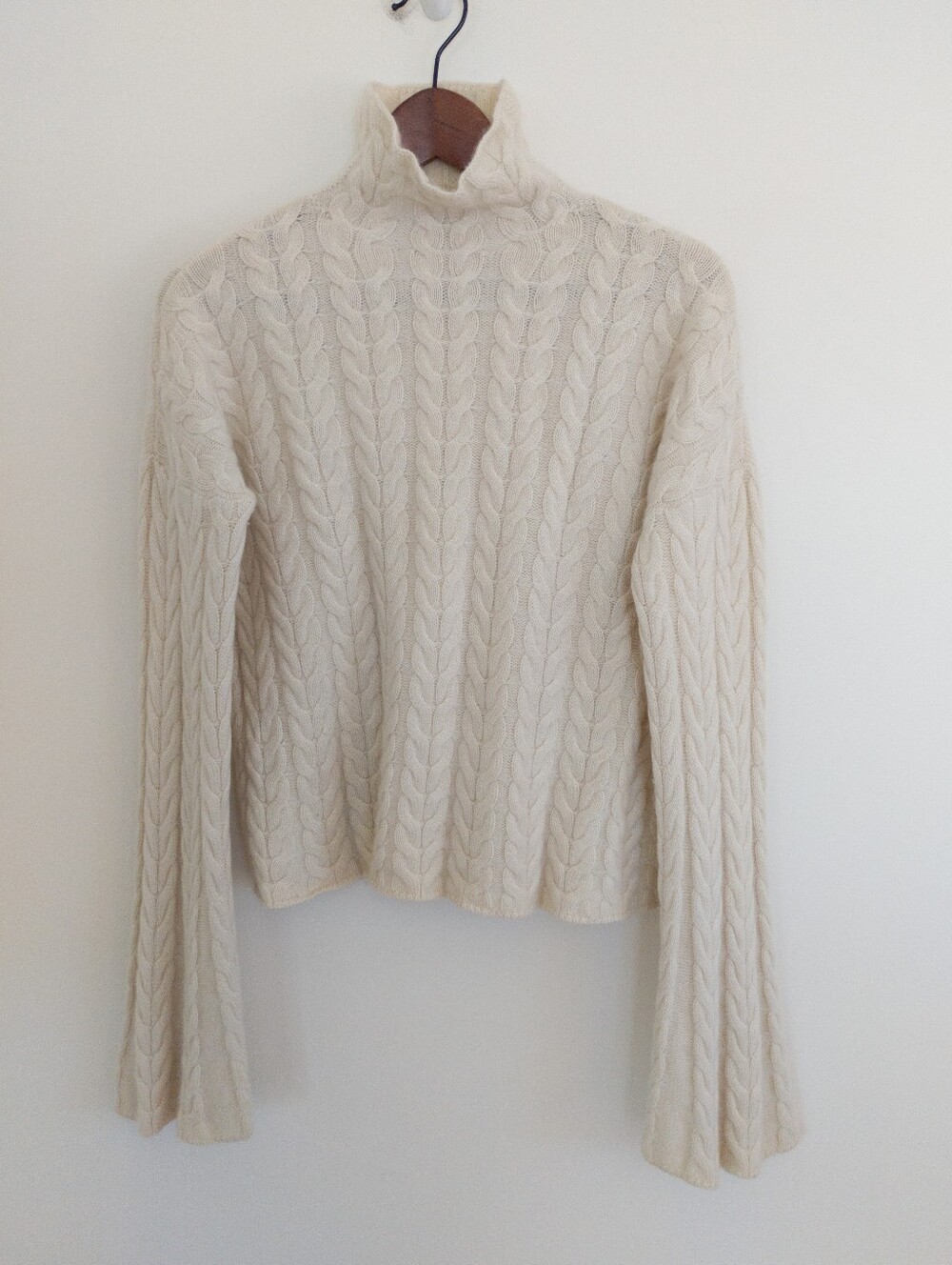 Theory 100% Cashmere Horseshoe Cable Knit Turtleneck Sweater Size Medium